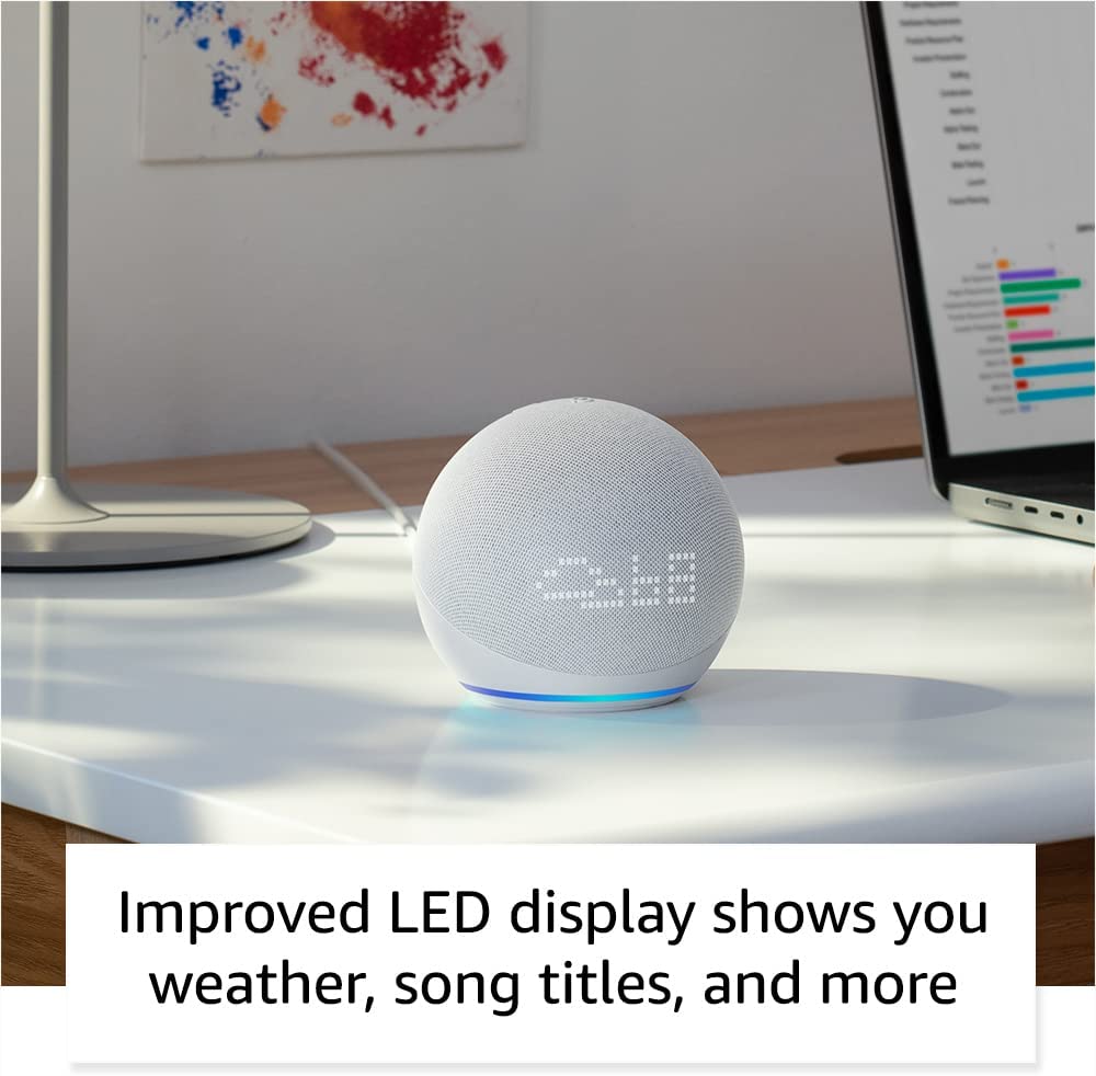 All-New Echo Dot (5th Gen, 2022 release) with clock | Smart speaker with clock and Alexa